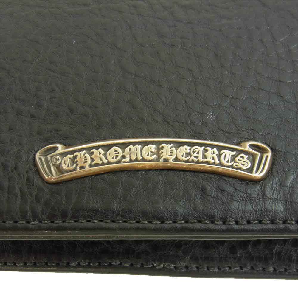 CHROME HEARTS クロムハーツ(原本無) クロスパッチ レザー カードケース ブラック系【中古】