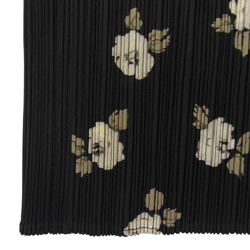 PLEATS PLEASE プリーツプリーズ イッセイミヤケ PP71-JH516 プリーツ加工 花柄 ノースリーブ ロング ワンピース 黒 ブラック系 3【美品】【中古】