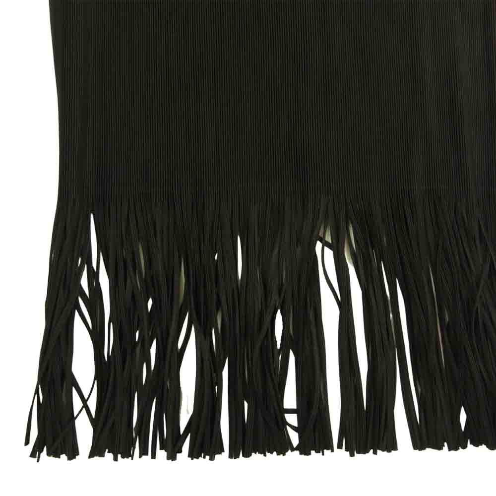PLEATS PLEASE プリーツプリーズ イッセイミヤケ PP21-FK002 プリーツ加工 細プリーツ ボルトネック フリンジ フレンチスリーブ カットソー 黒 ブラック系 3【美品】【中古】