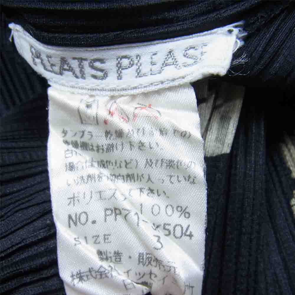 PLEATS PLEASE プリーツプリーズ イッセイミヤケ PP71-JK504 プリーツ加工 花柄 フラワー ボトルネック ロング カットソー 長袖 ブラック系 3【美品】【中古】