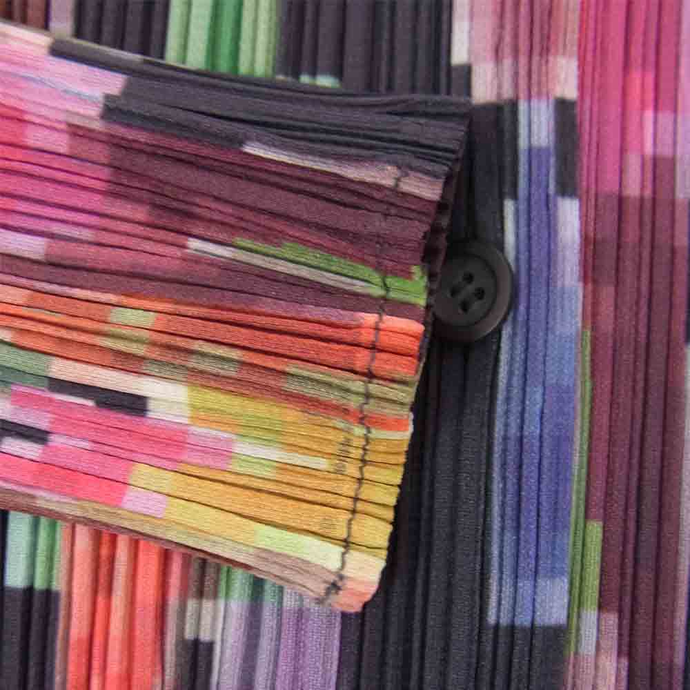 PLEATS PLEASE プリーツプリーズ イッセイミヤケ PP71-JK424 プリーツ加工 総柄 マルチカラー ロング シャツ ブラウス 長袖 マルチカラー系 3【美品】【中古】