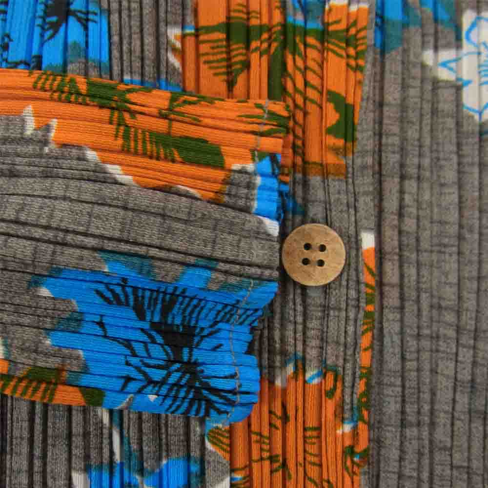 PLEATS PLEASE プリーツプリーズ イッセイミヤケ PP72-JK524 プリーツ加工 花柄 フラワー シャツ ブラウス 長袖 グレー×オレンジ×青 グレー系 3【美品】【中古】