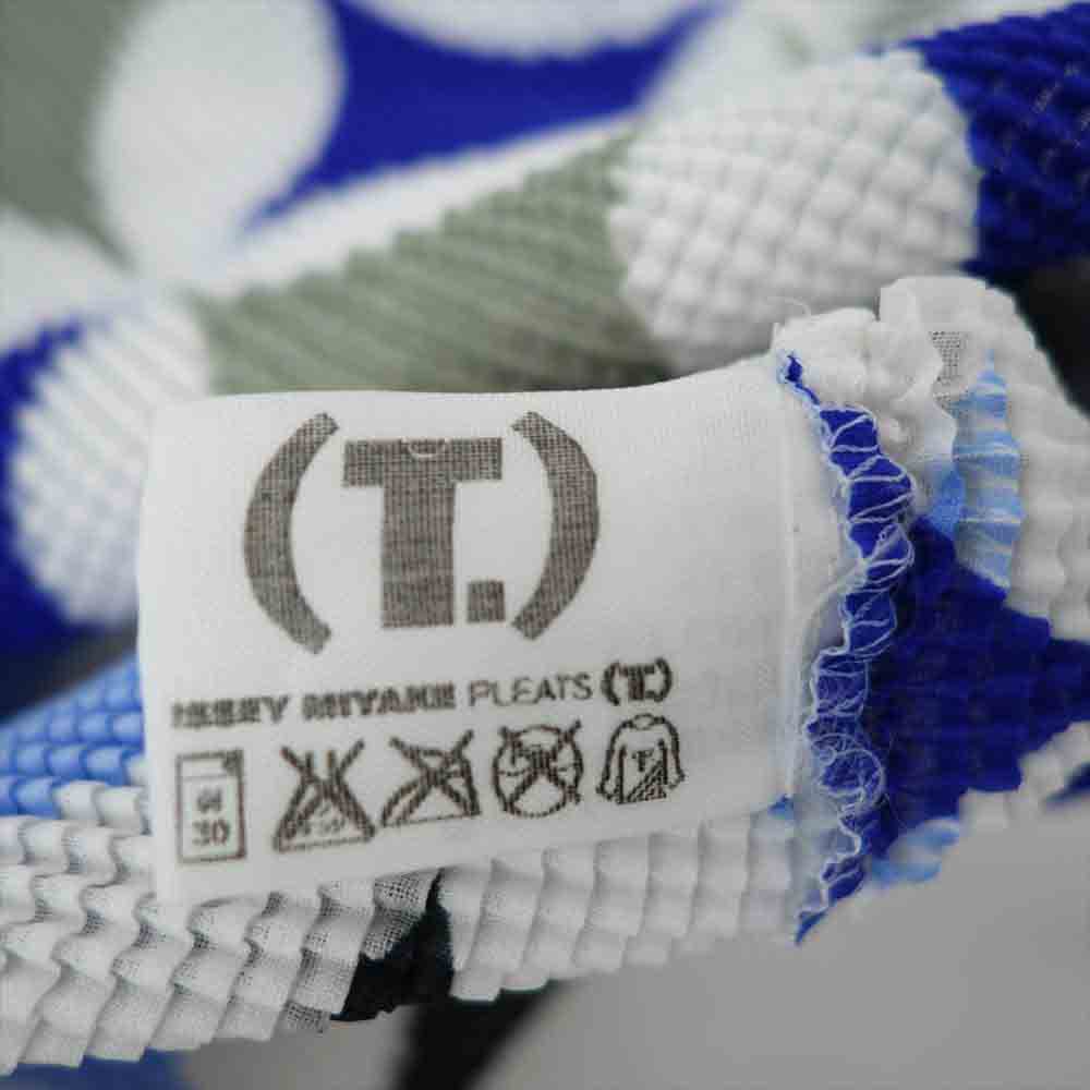 イッセイミヤケ プリーツ PP68FK746 ボックスプリーツ 総柄 ノースリーブ ボトルネック カットソー マルチカラー系 3【美品】【中古】