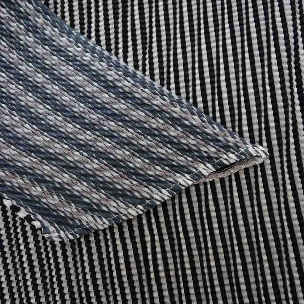 イッセイミヤケ プリーツ PP16FJ211 ボックスプリーツ ストライプ ボトルネック カットソー 半袖 黒 ブラック系 ホワイト系 3【美品】【中古】