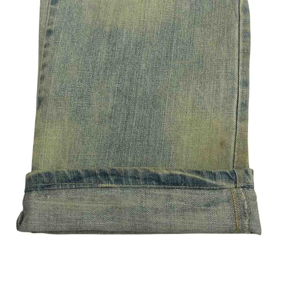 クックジーンズ ダメージ加工 フレア刺繍 ウォッシュ デニム パンツ インディゴブルー系 28【中古】