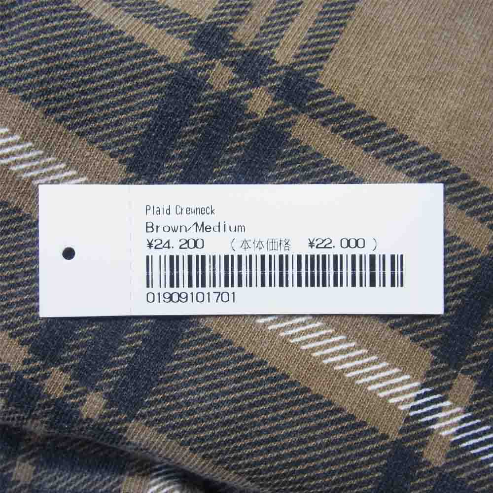 Supreme シュプリーム 21SS Plaid Crewneck プレイド チェック クラシックロゴ クルーネック スウェット ブラウン系 M【美品】【中古】