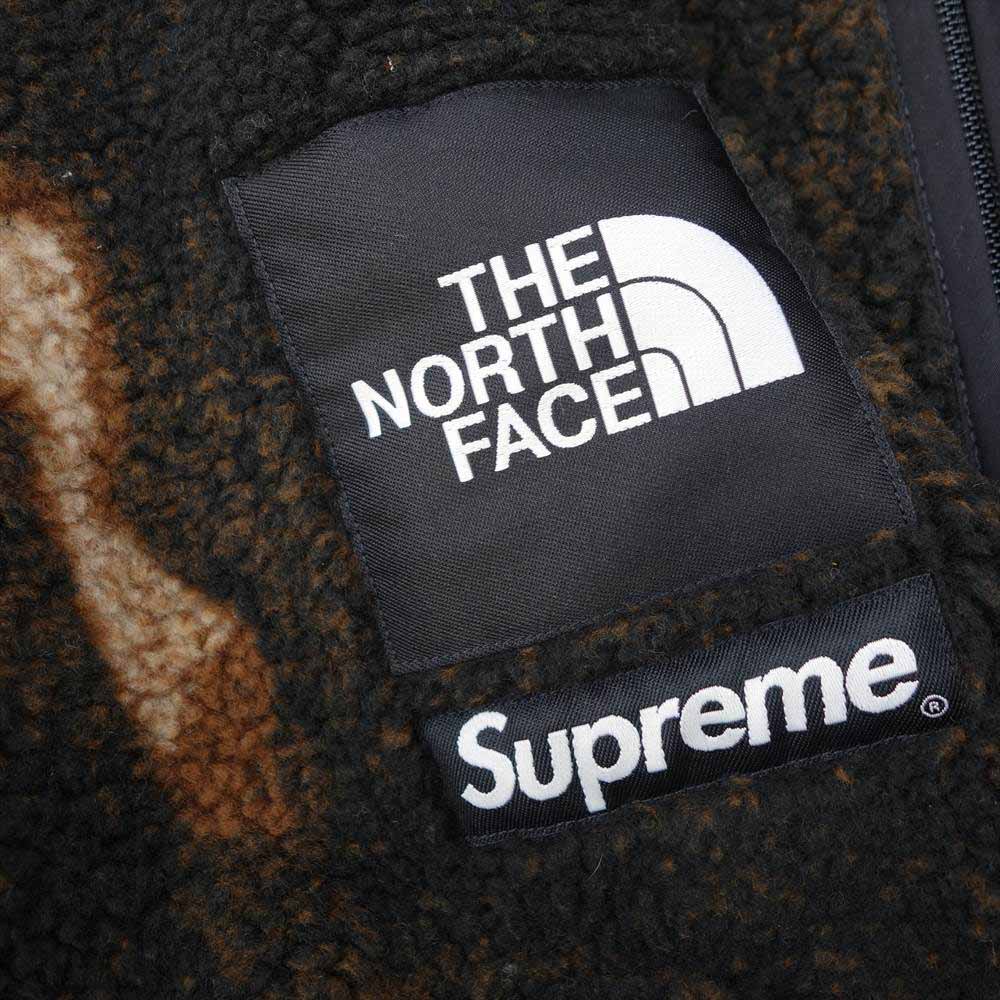 Supreme シュプリーム 21AW The North Face Bleached Denim Print Fleece Jacket ブリーチ デニム プリント フリース ジャケット ブラウン系 M【美品】【中古】