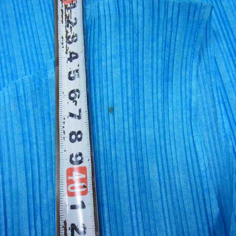 PLEATS PLEASE プリーツプリーズ イッセイミヤケ PP03-FT374 プリーツ加工 幅違いプリーツ ムラ染め柄転写 ノースリーブ ロング カットソー ライトブルー系 3【美品】【中古】