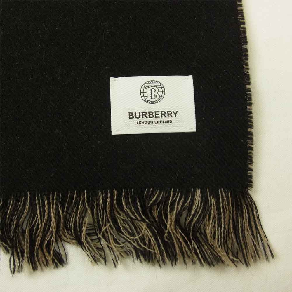 BURBERRY バーバリー 8035525 ロゴ ウール ジャカードスカーフ マフラー ブラック系 ベージュ系 188×33㎝【中古】