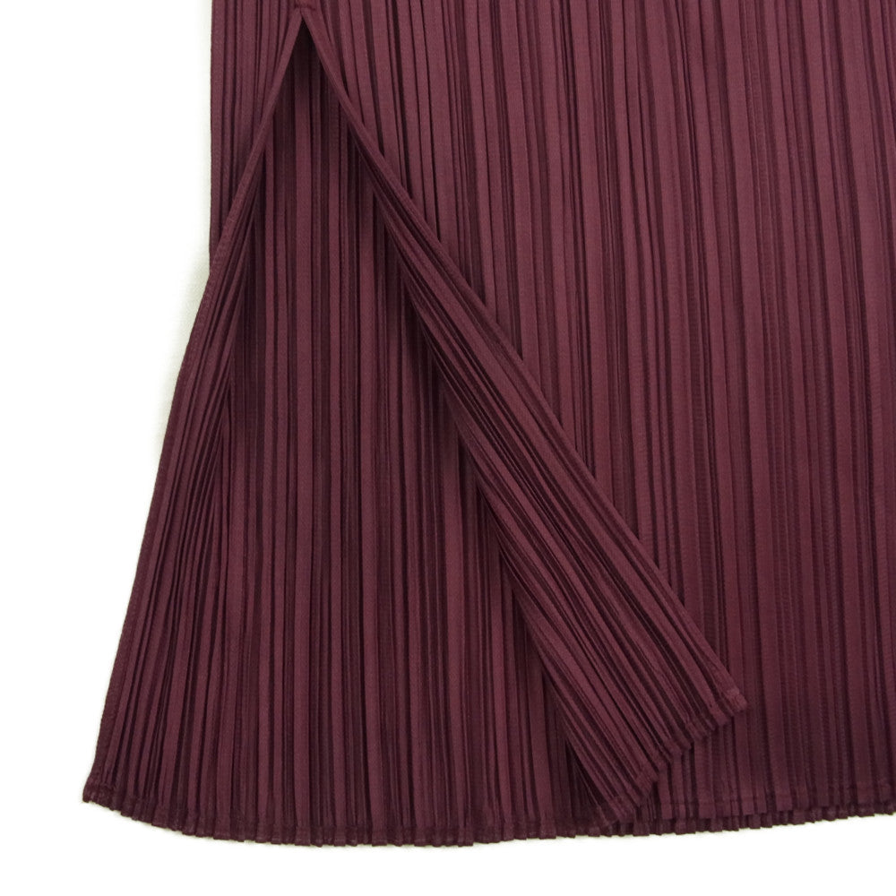 PLEATS PLEASE プリーツプリーズ イッセイミヤケ PP53-JH416 プリーツ加工 ノースリーブ スリット ロング ワンピース ワインレッド パープル系 2【美品】【中古】