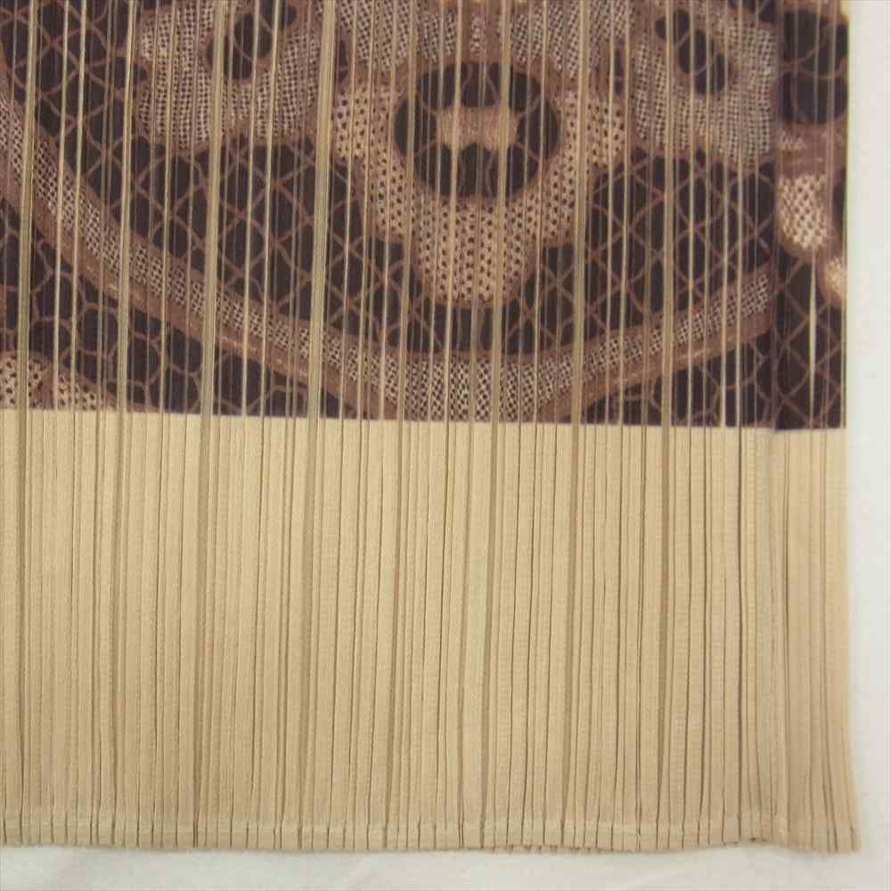 PLEATS PLEASE プリーツプリーズ イッセイミヤケ PP86-JH419 プリーツ加工 花柄 フラワー 総柄 転写 プリント ワンピース ブラウン ブラウン系 3【美品】【中古】