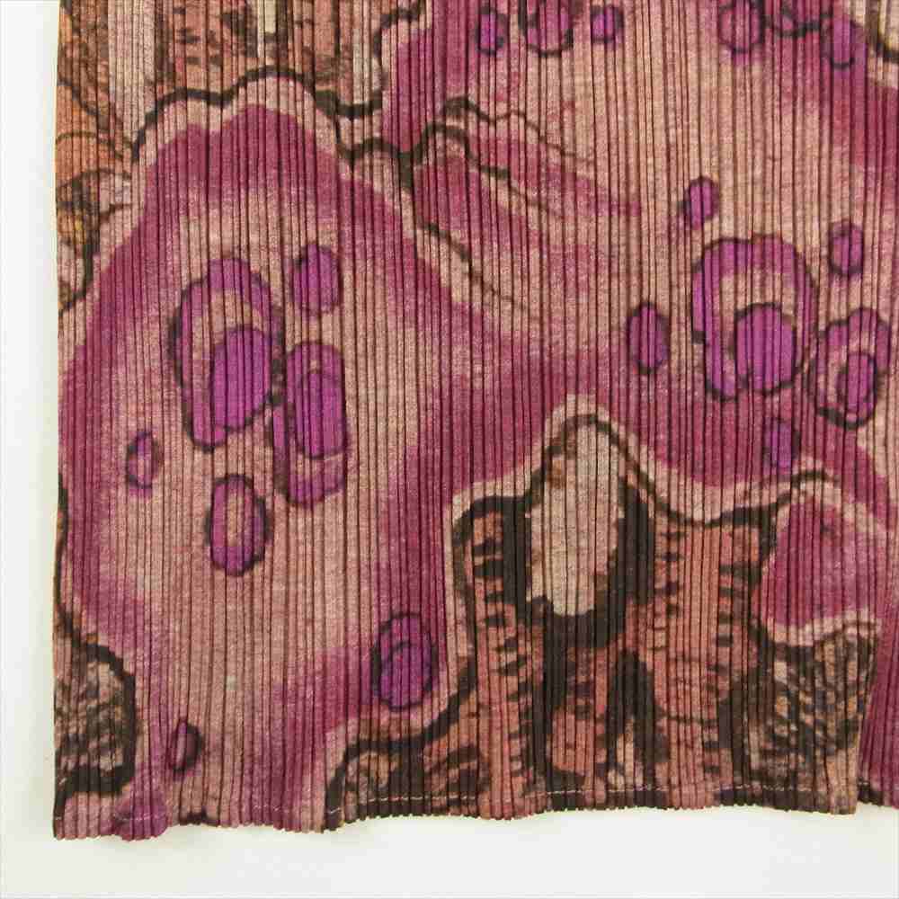 PLEATS PLEASE プリーツプリーズ イッセイミヤケ PP84-JH777 プリーツ加工 花柄 フラワー 総柄 フレンチスリーブ ワンピース マルチカラー系 3【美品】【中古】