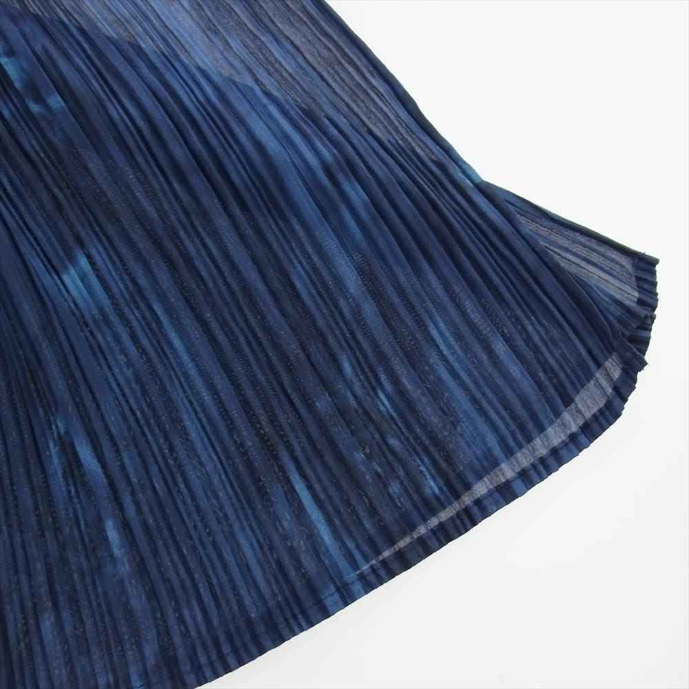 PLEATS PLEASE プリーツプリーズ イッセイミヤケ PP64-AD138 プリーツ加工 タイダイ 柄 アームホール付き ロング ストール ネイビー系【美品】【中古】