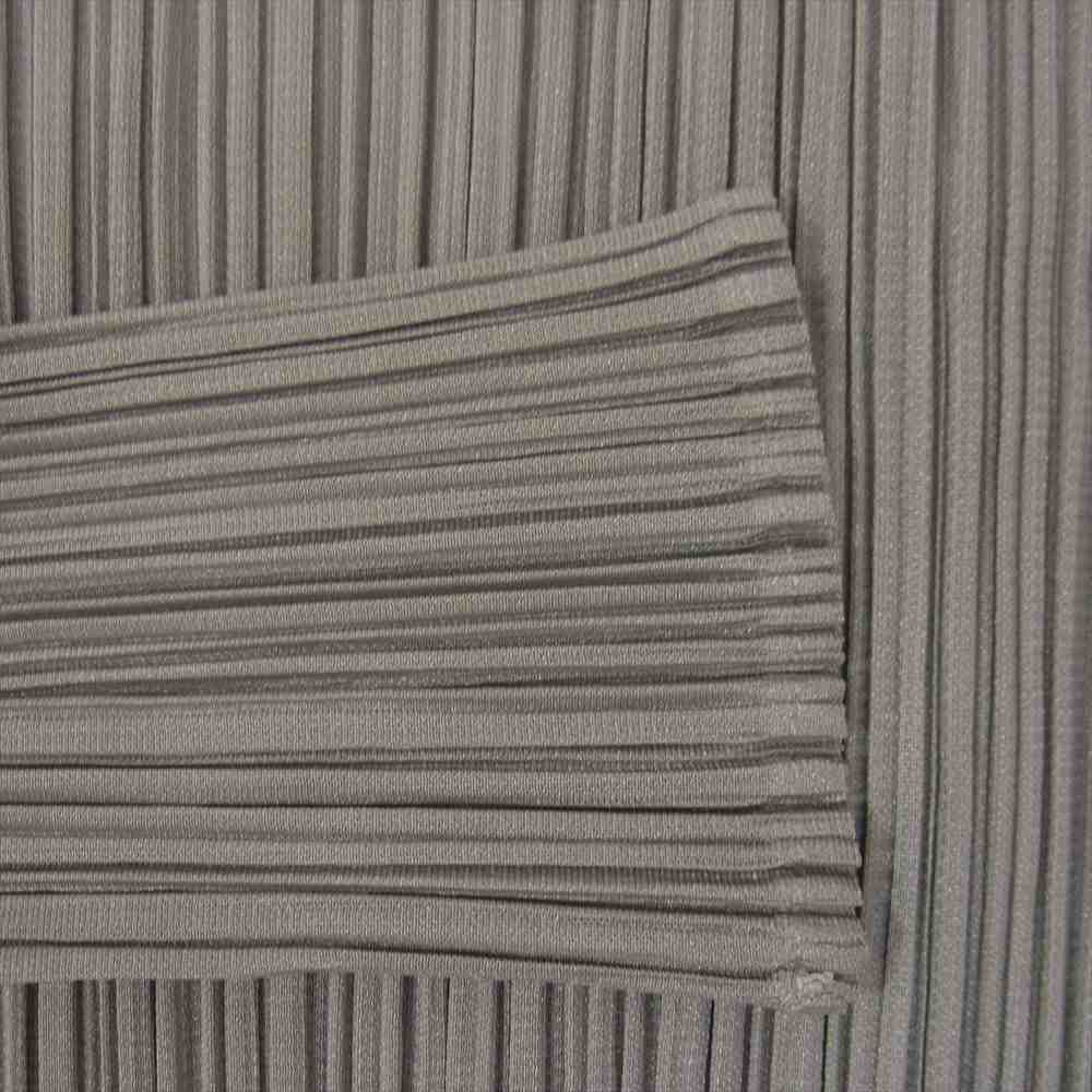 PLEATS PLEASE プリーツプリーズ イッセイミヤケ PP04-JK808 プリーツ加工 ボトルネック ドルマンスリーブ ロング カットソー 長袖 ブラウン グレー系 3【美品】【中古】