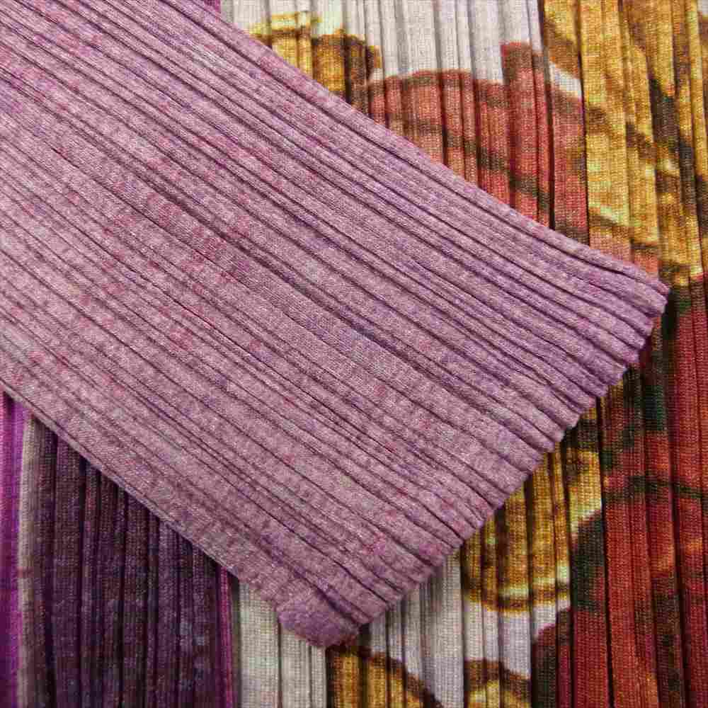 PLEATS PLEASE プリーツプリーズ イッセイミヤケ PP84-JK583 プリーツ加工 花柄 フラワー シャツ カットソー ラベンダー パープル系 3【美品】【中古】