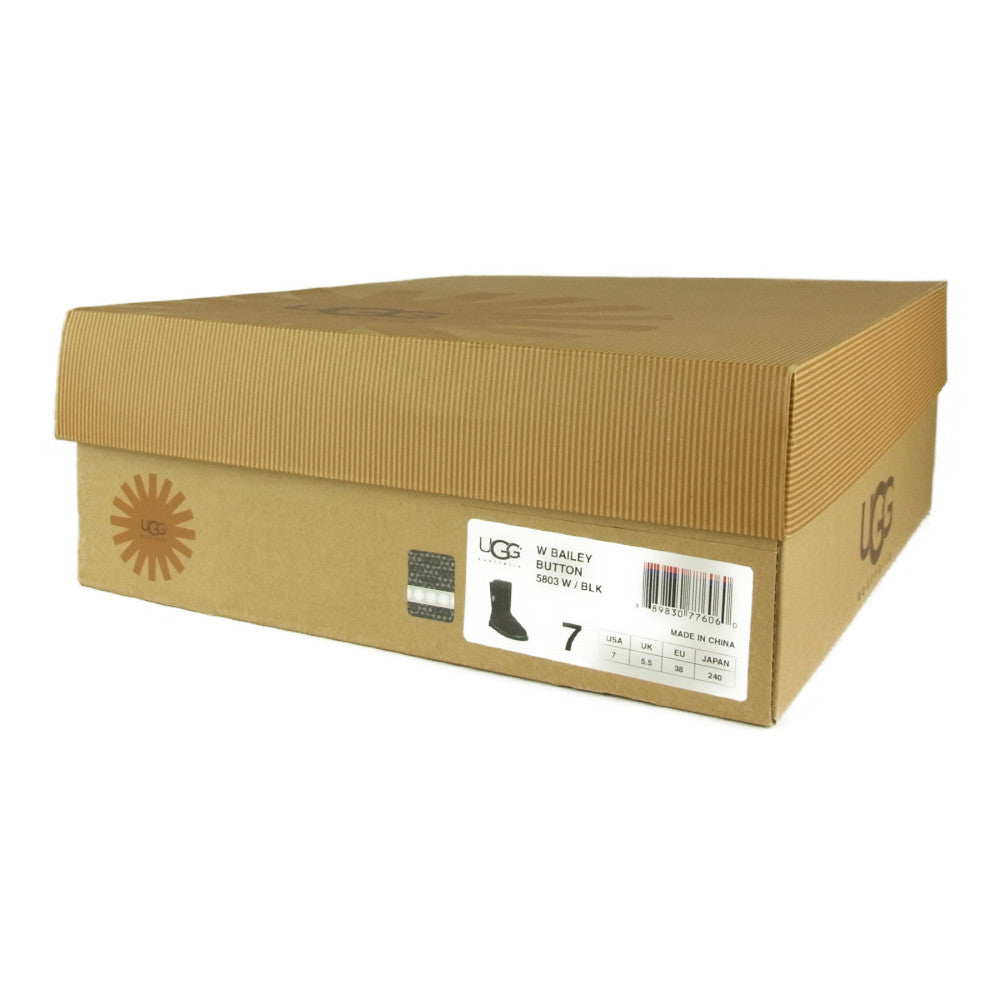 UGG アグ 5803W W BAILEY BUTTON ベイリー ボタン ムートン ブーツ ブラック系 24㎝【中古】