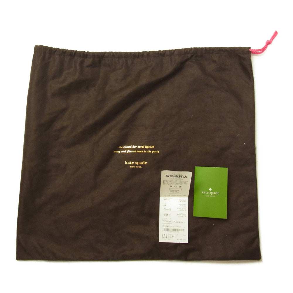Kate Spade ケイトスペード DELAVAN TERRACE LITTLE NADINE レザーフラップ かごバッグ 2WAY ショルダーバッグ ブラック系【中古】