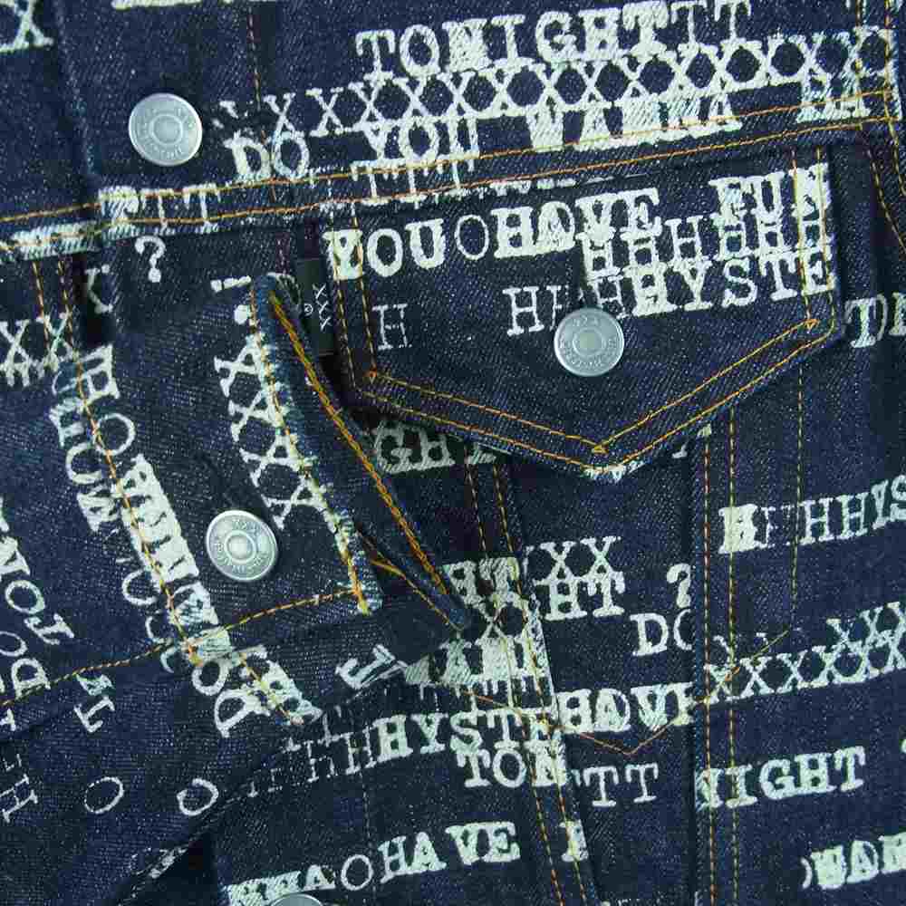 HYSTERIC GLAMOUR ヒステリックグラマー 06221AB01 HAVE FUN TYPE LOGO柄 デニム ジャケット インディゴブルー系 S【美品】【中古】