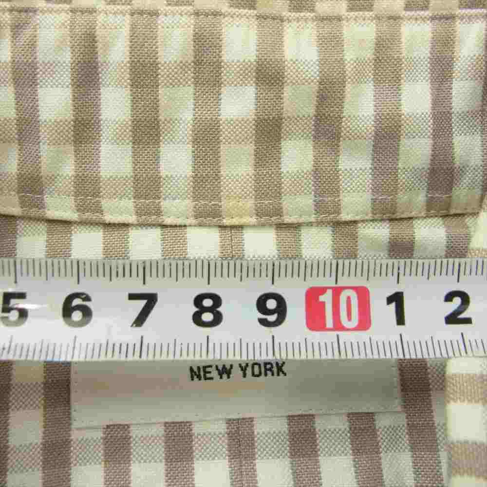 THOM BROWNE トムブラウン 国内正規品 ギンガムチェック 袖ライン ボタンダウン 長袖 シャツ ベージュ系 ホワイト系 2【中古】
