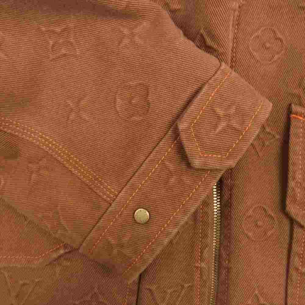 LOUIS VUITTON ルイ・ヴィトン モノグラム フーデッド デニム ジャケット ブラウン系 オレンジ系 50【美品】【中古】