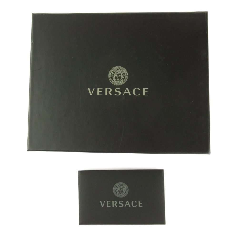 VERSACE ヴェルサーチ 1002243 1A01444 5B15V ラ グレカ シグネチャー 三つ折り コンパクト ウォレット ブラック系【新古品】【未使用】【中古】