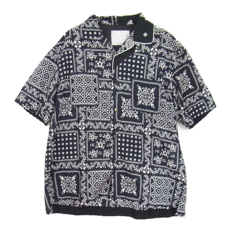 sacai サカイ チェック 半袖シャツ サイズ2 ブラック　美品