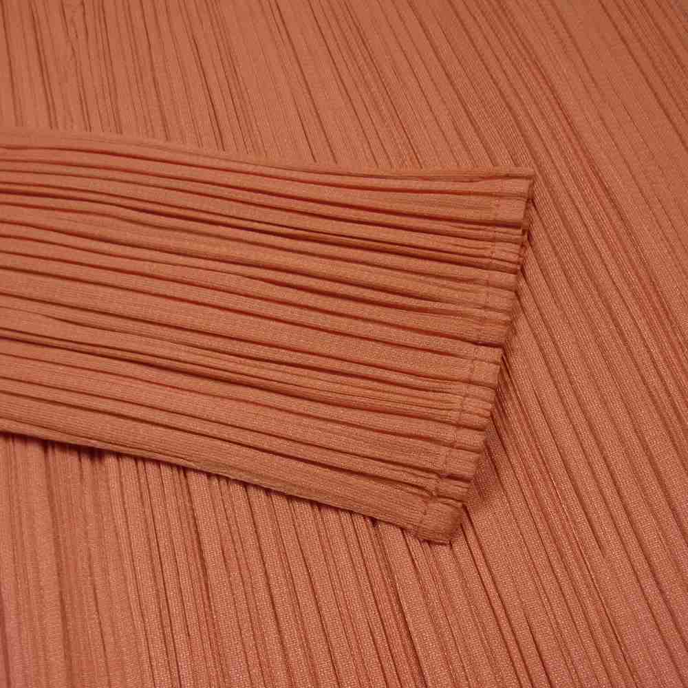 PLEATS PLEASE プリーツプリーズ イッセイミヤケ PP61-JO207 プリーツ加工 カーディガン 長袖 オレンジ系 3【美品】【中古】