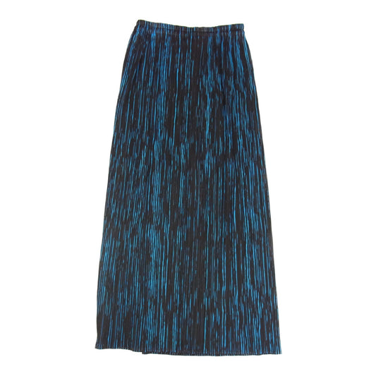 PLEATS PLEASE プリーツプリーズ イッセイミヤケ PP96-JG081 プリーツ加工 ストライプ ペイント ロングスカート ブルー系 3【美品】【中古】