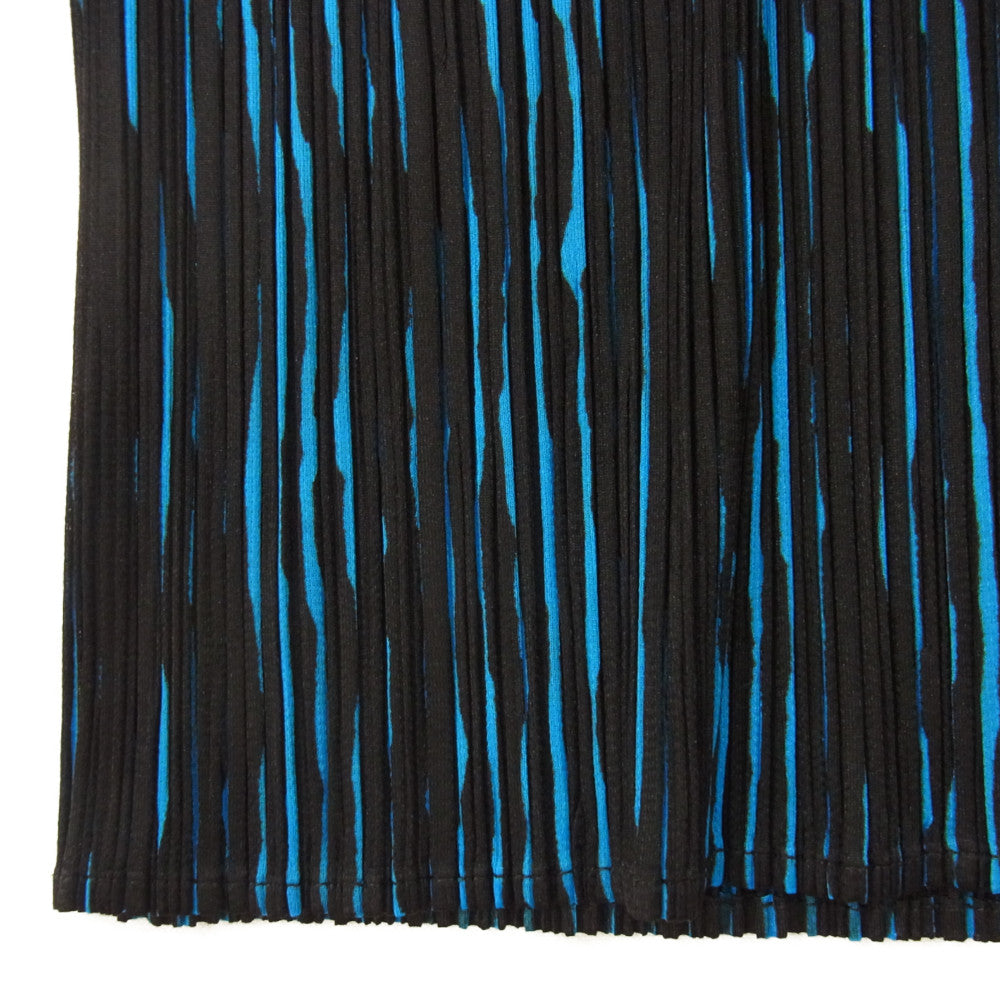 PLEATS PLEASE プリーツプリーズ イッセイミヤケ PP96-JG081 プリーツ加工 ストライプ ペイント ロングスカート ブルー系 3【美品】【中古】