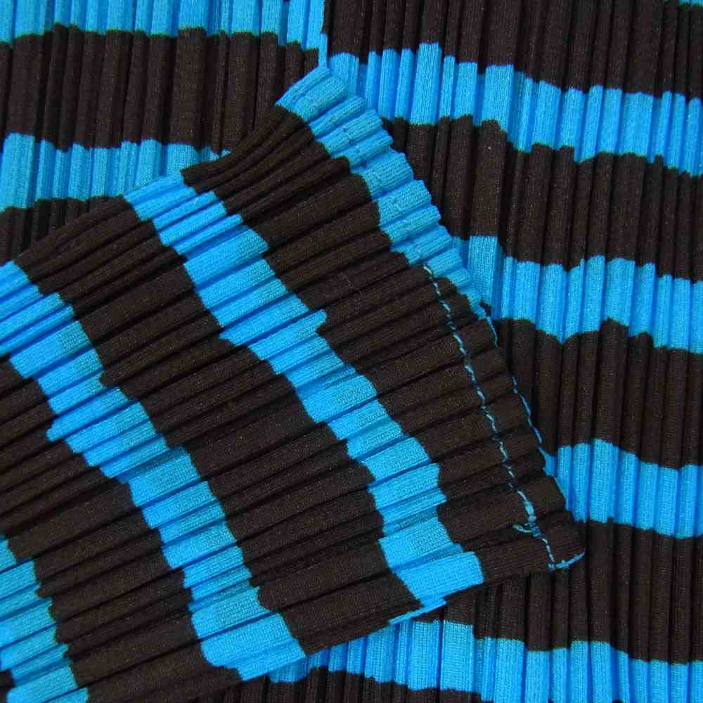 PLEATS PLEASE プリーツプリーズ イッセイミヤケ PP96-JK094 プリーツ加工 ボーダー ペイント パーカー ブルー系 3【美品】【中古】