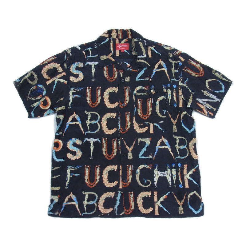 Supreme alphabet silk shirt 18ssネイビー
