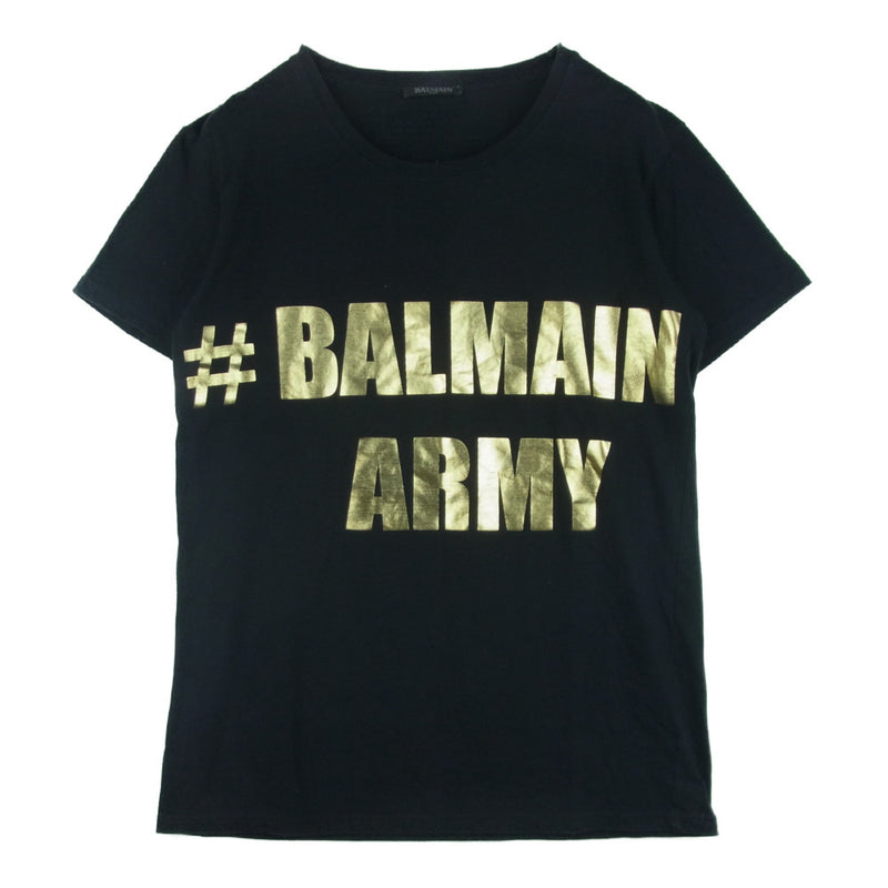 BALMAIN バルマン W5HJ601I512 BALMAIN ARMY プリント 半袖 Tシャツ コットン フランス製 ブラック系 S【中古】