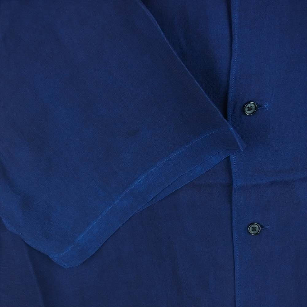クオン 190SH023400 S/S Open Collar Shirt -AIZOME- 藍染め レーヨン オープンカラー 半袖 シャツ ブルー系 M【新古品】【未使用】【中古】