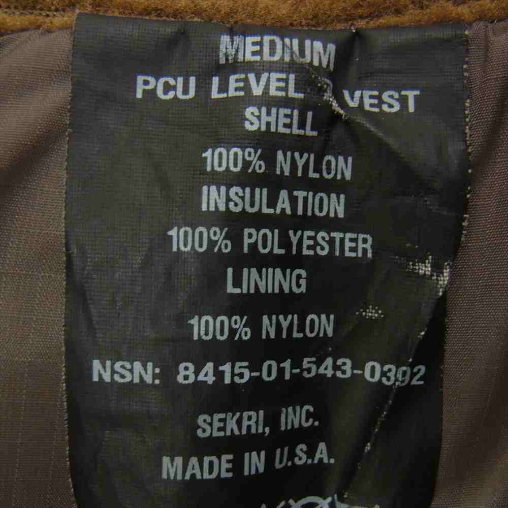 アメリカ軍 8415-01-543-0392 SEKRI PCU LEVEL7 VEST プリマロフト ベスト カーキ系 M【中古】