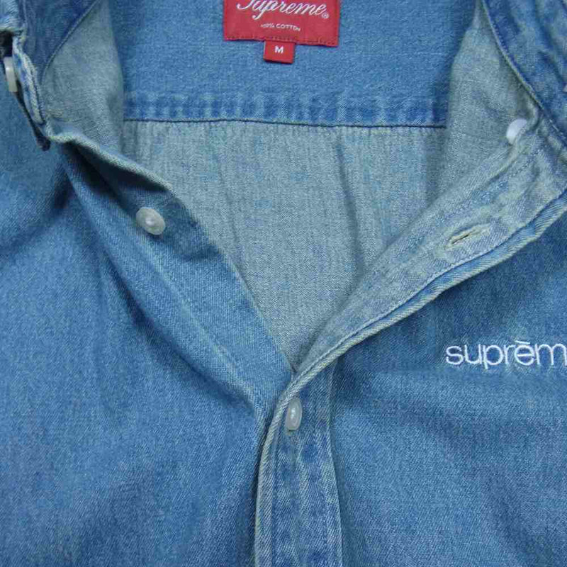 【S】supreme Logo Denim Shirt Blue 青 デニム