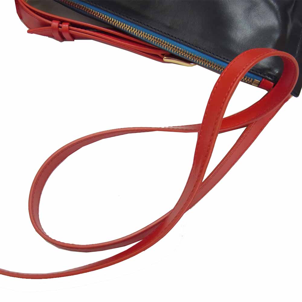 Sacai サカイ Trapezoid 2way 台形 レザー ショルダー ハンドバッグ ネイビー系【中古】