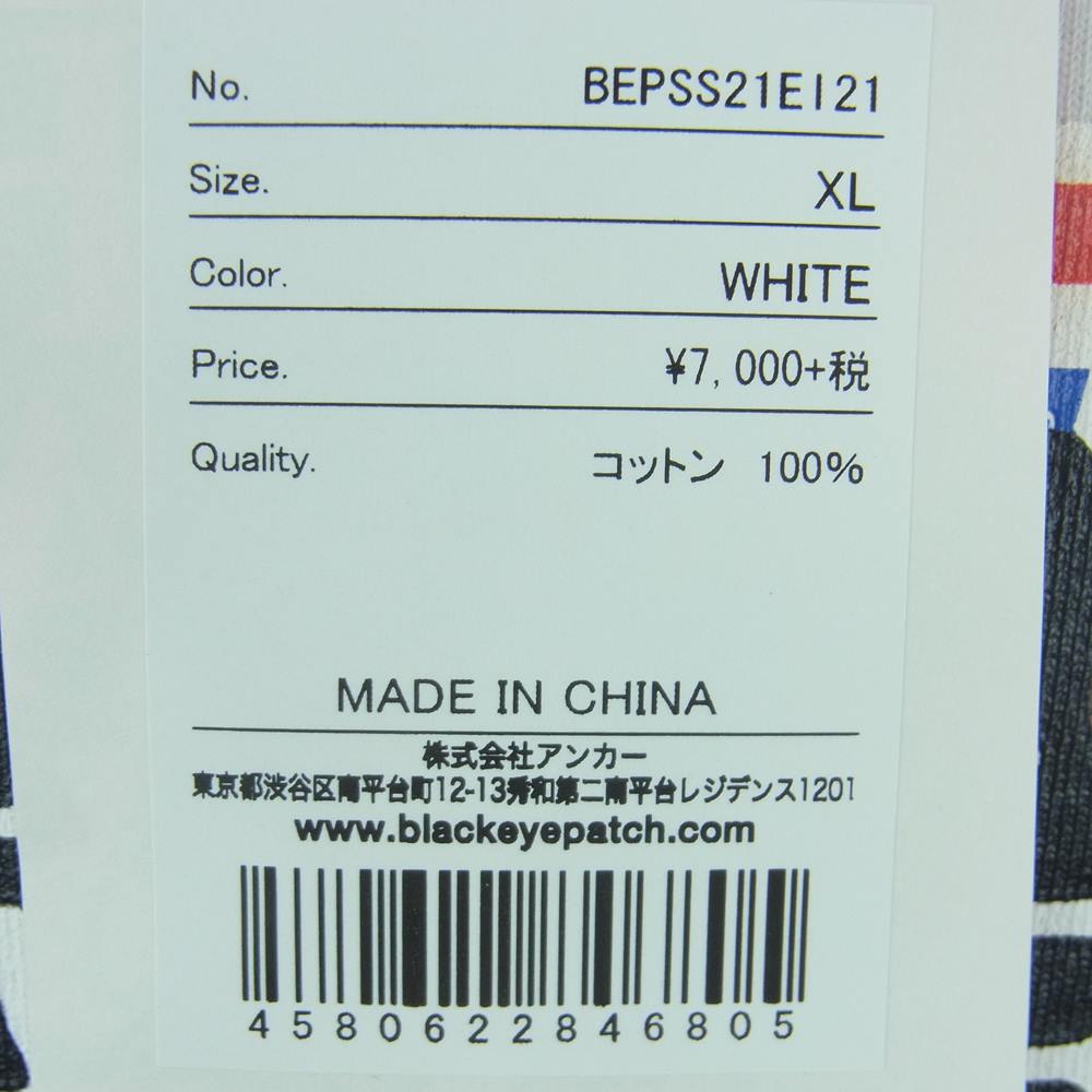 ブラックアイパッチ 21SS BEPSS21EI21 WASTED YOUTH ウェステッドユース プリント 半袖 Tシャツ ホワイト系 XL【新古品】【未使用】【中古】