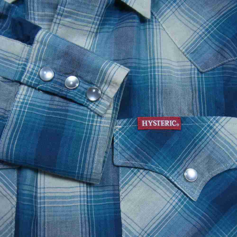 HYSTERIC GLAMOUR ヒステリックグラマー 02221AH03 SOCIAL CLUB 刺繍 ウエスタンシャツ ターコイズチェック M【新古品】【未使用】【中古】