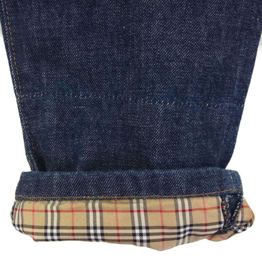 BURBERRY BLUE LABEL バーバリーブルーレーベル FQF54-551 裏地チェック ジーンズ デニム インディゴブルー系 38【中古】