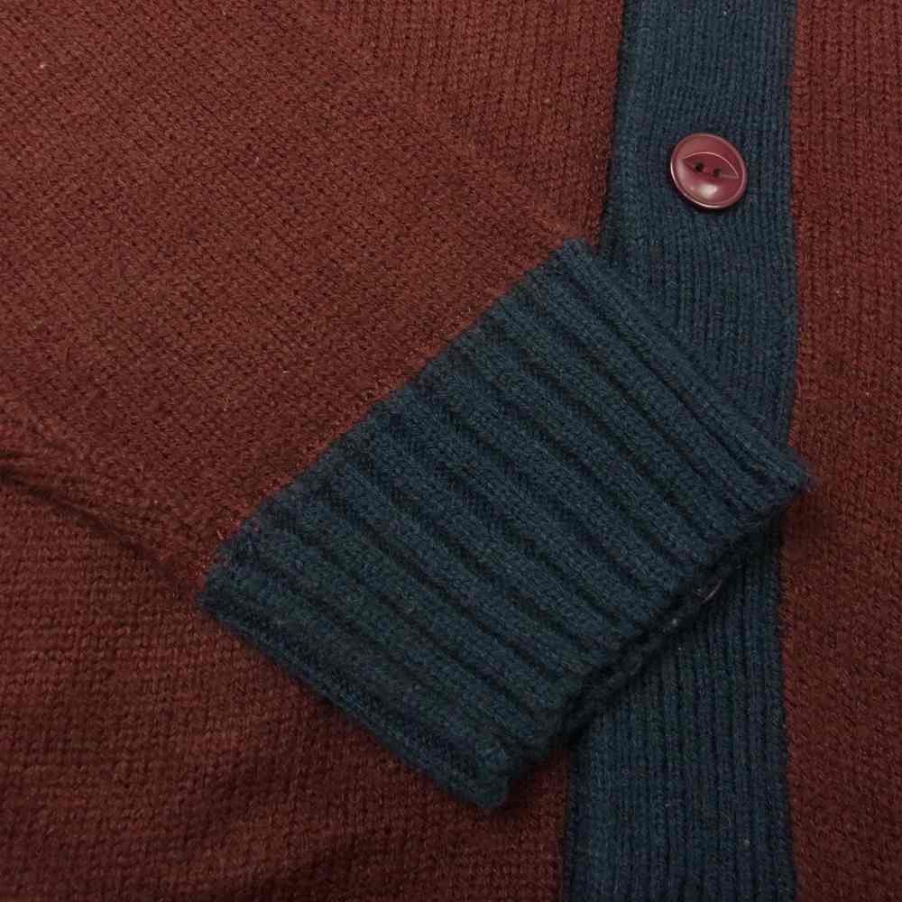 Champion チャンピオン LETTERED KNIT CARDIGAN レターパッチ レタード ニット カーディガン エンジ系 XL【中古】