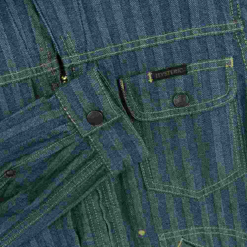 HYSTERIC GLAMOUR ヒステリックグラマー 15AW 0253AB01 バックロゴ刺繍 ストライプ デニム ジャケット カバーオール インディゴブルー系 M【中古】