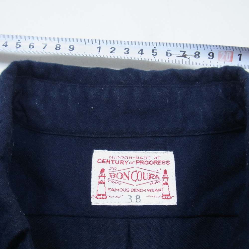 BONCOURA ボンクラ フラノ ボタン ダウンシャツ コットン フランチネル B.D シャツ ダークネイビー系 38【中古】