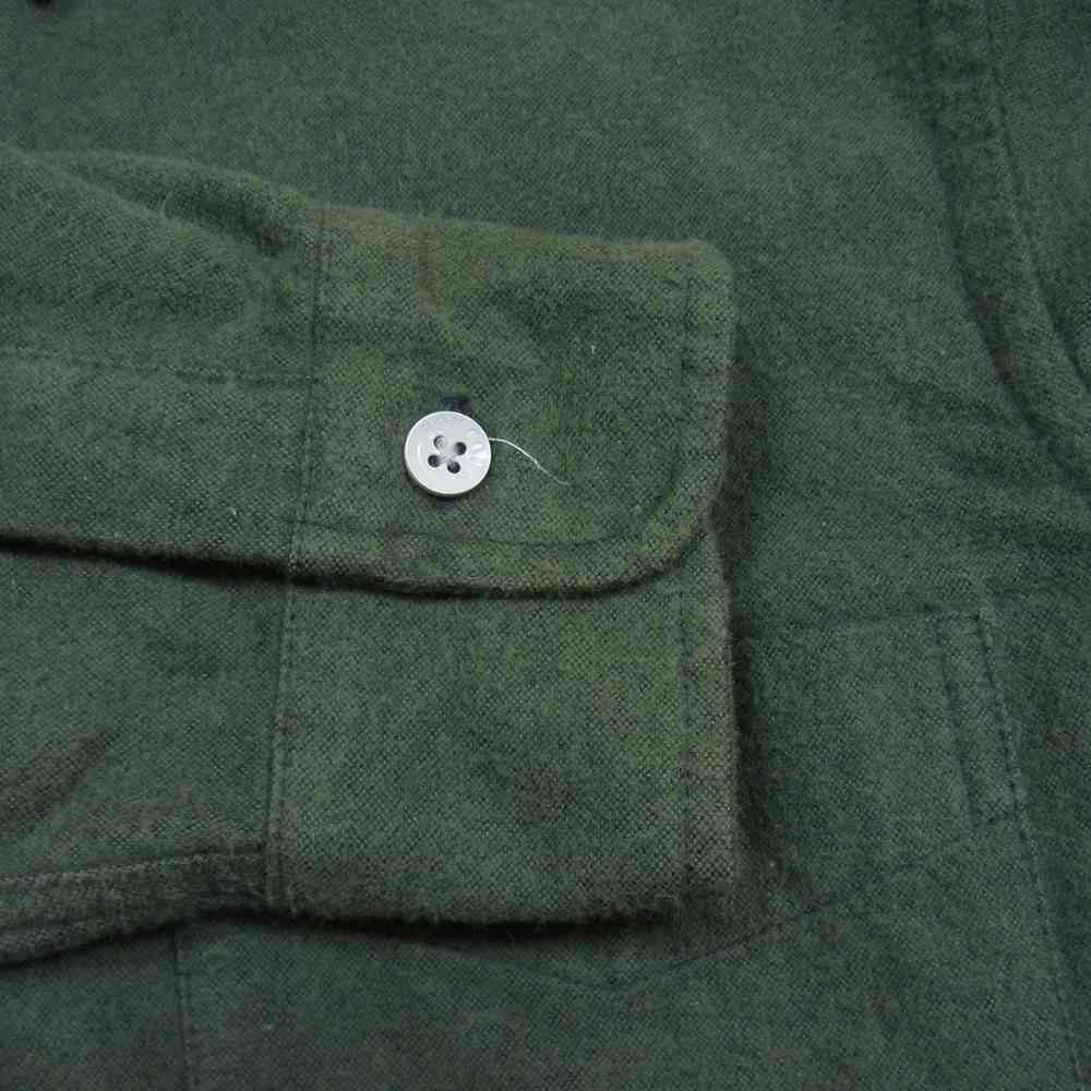 BONCOURA ボンクラ フラノ ボタン ダウン シャツ コットン フランチル B.Dシャツ オリーブ系 38【中古】