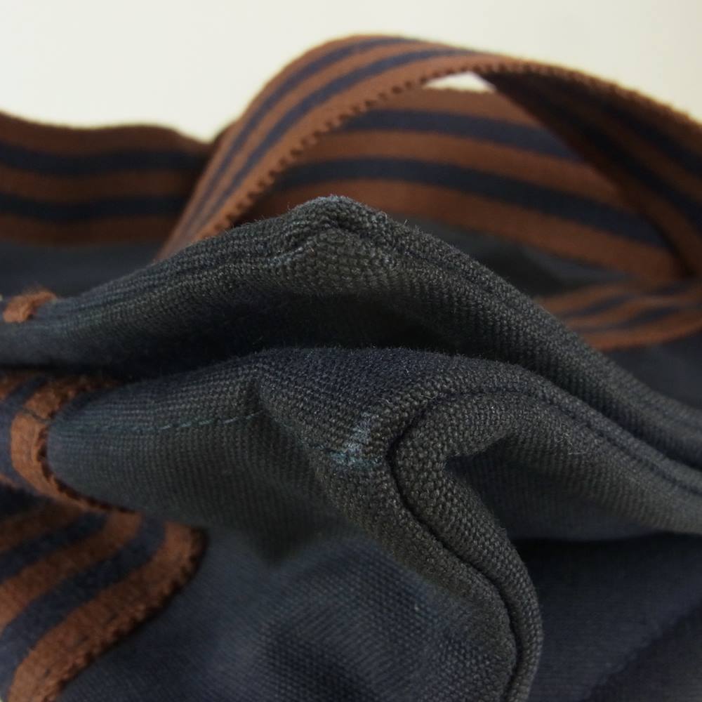 HERMES エルメス フールトゥ バサス MM キャンバス ショルダー バッグ ネイビー系【中古】