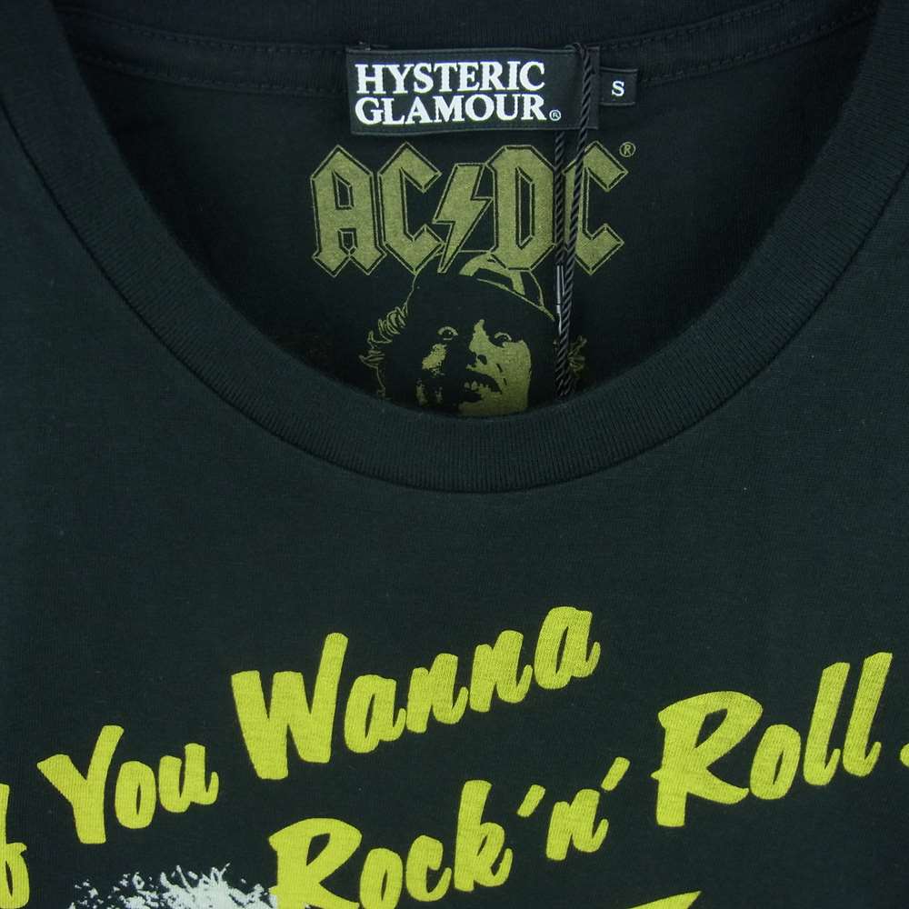 HYSTERIC GLAMOUR ヒステリックグラマー 0243CT13296 ACDC EUROPE TOUR 88 pt T-SH プリント 半袖 Tシャツ ブラック系 S【新古品】【未使用】【中古】