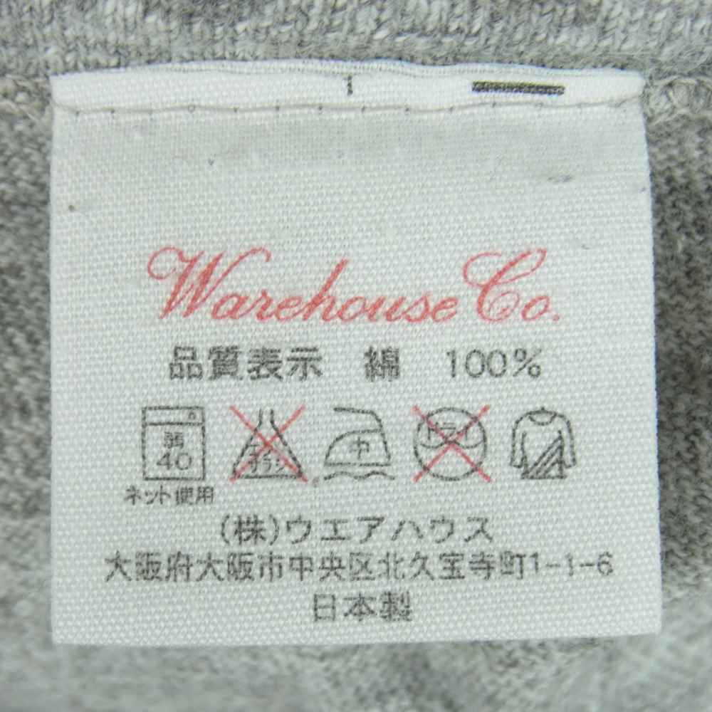 WAREHOUSE ウエアハウス 霜降り プリント 半袖 Tシャツ コットン 日本製 グレー系 S【中古】