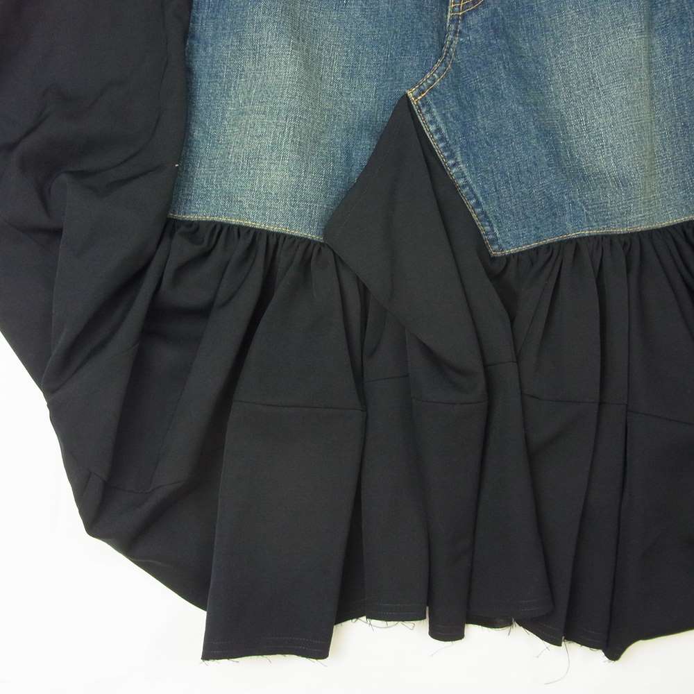 JUNYA WATANABE COMME des GARCONS ジュンヤワタナベコムデギャルソン denim XB S017 AD2018 デニム ウールギャバ ドッキング スカート インディゴブルー系 XS【中古】