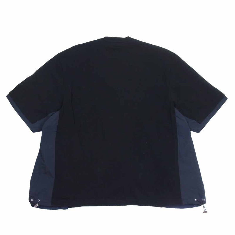 Sacai サカイ 21SS 21-02587M Cotton T-Shirt サイドポケット ドッキング 半袖Tシャツ ブラック系 3【美品】【中古】