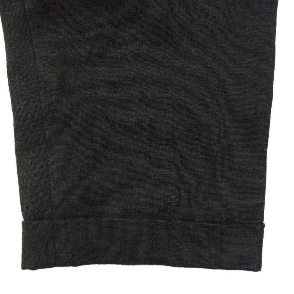アンクレイブ 22ss ワイド テーパード リネン パンツ ブラック系 O【中古】