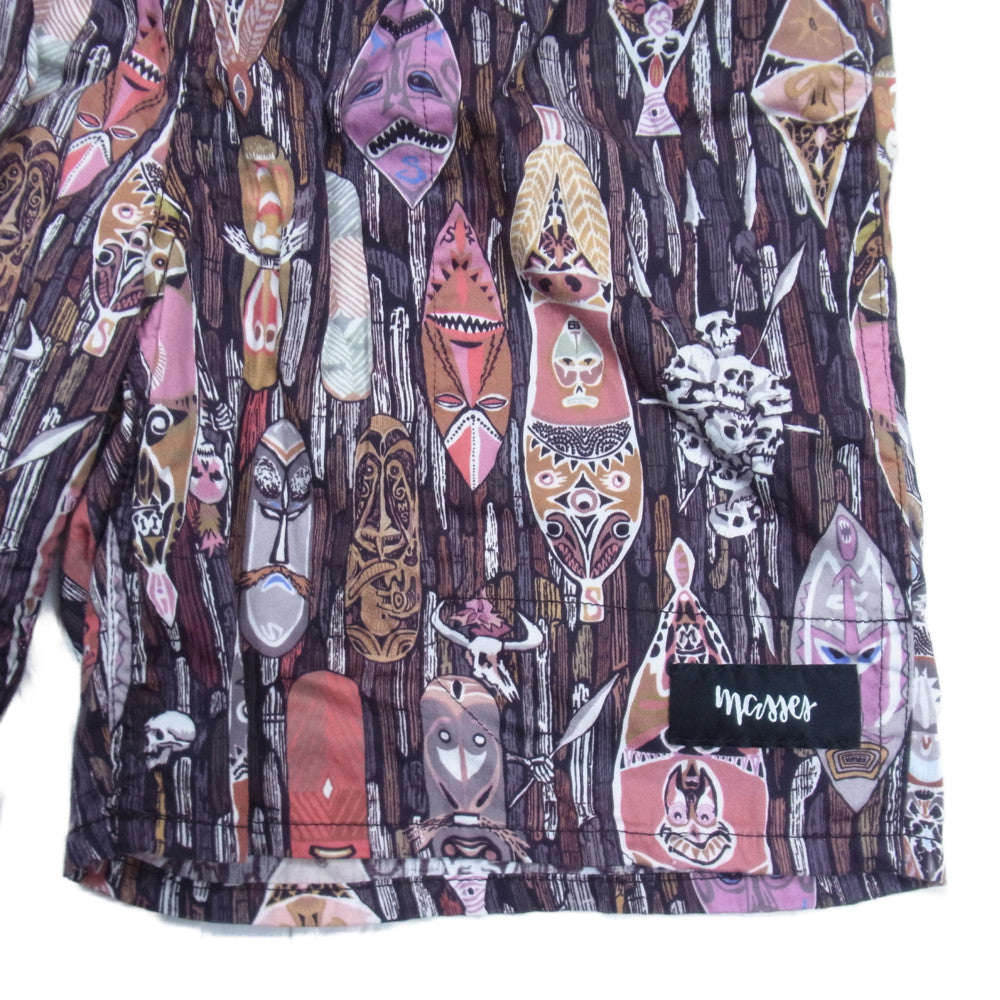 MASSES マシス SHORTS TIKI ティキ 総柄 イージー ショーツ ブラウン系 M【中古】